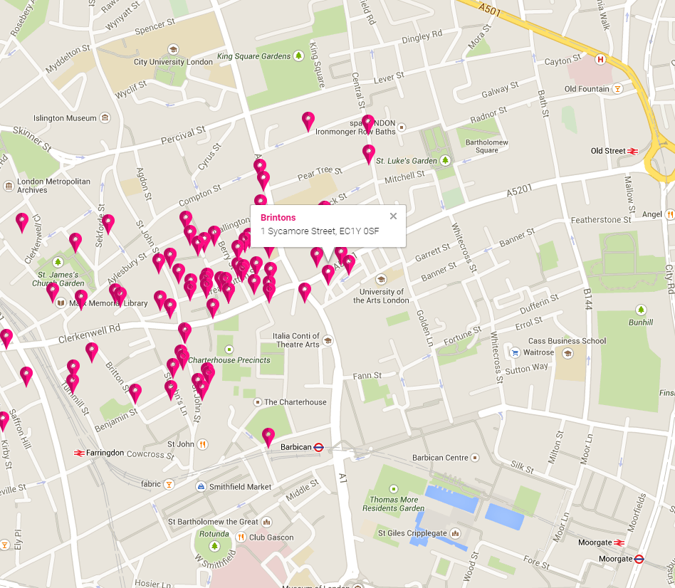 clerkenwell-design-week-brintons-showroom-fabrics-map